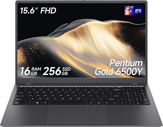 2026 Laptop, Pentium Gold 6500Y Processor(Up to 3.4GHz),12GB RAM 256GB SSD,15.6 Inch FHD IPS Display, 5000mAh Battery,Type-C,Portable Laptops Computer for Business Office Home