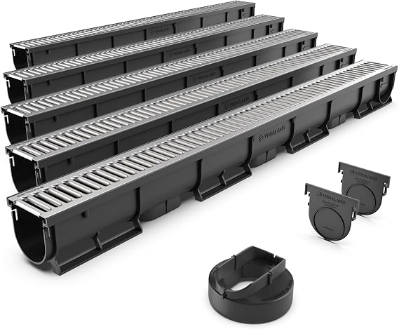 Vodaland - 3 Inch Trench Drain Stainless Pro Channel - 5 Pack