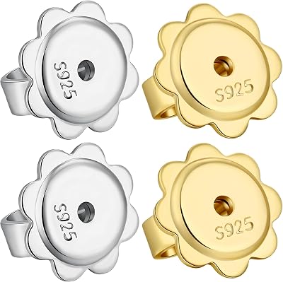 Gold Plated Earring Backs 14k Real Gold Plated Locking Earring Backs for Studs Sterling Silver Earrings Lifters for Droopy Ears
