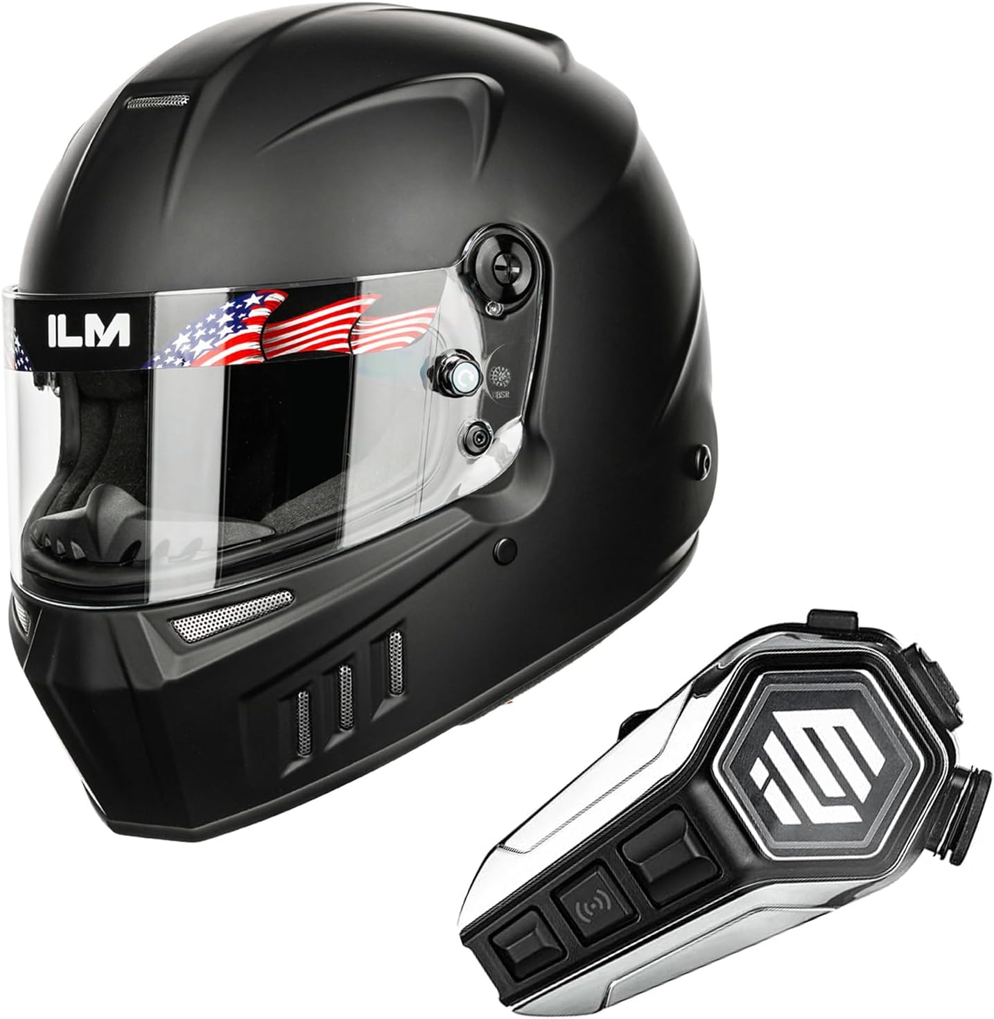 ILM Snell SA2020 Approved Auto Racing Helmets Model 890 XL, MatteBlack and Bluetooth Headset with Hi-Fi System