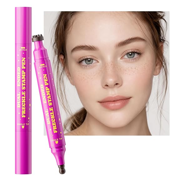 Dual-Ended Freckle Stamp Pen,Sponge Stamp & Precision Tip,01 Beige Brown