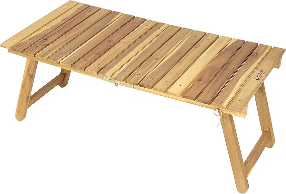 Captain Stag UP-1059 Outdoor Table, FD Low Table, Width 35.4 inches 90 cm, Wood CS Classics