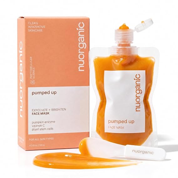 nuorganic Pumped Up Pumpkin Enzyme Mask - 120g | Exfoliate and Revitalize with Retinol, Vitamin C, Plant Stem Cells | Vegan, Cruelty-Free Skincare