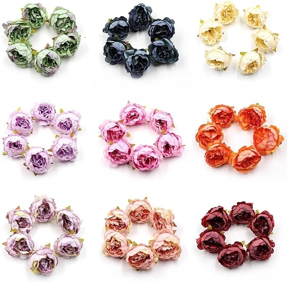 54 pcs Rose Artificial Flowers Head Silk Fake Flower Wedding Home Decoration DIY Scrapbook Craft Bridal False Flowers