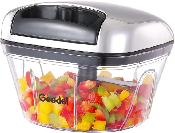 Geedel Manual Food Chopper, 500ML Onion Vegetable Hand Chopper Pull String