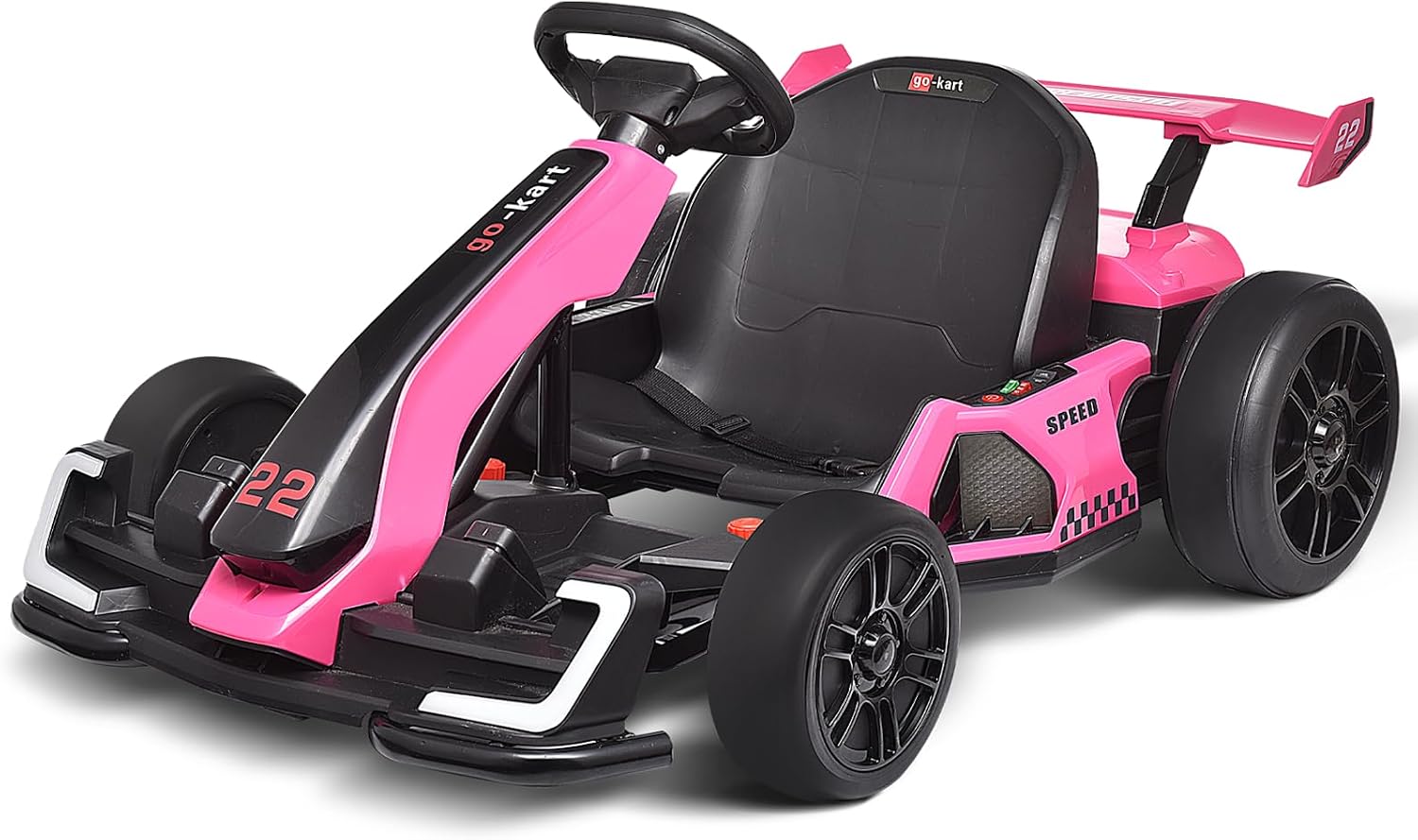 Blitzshark 24V Kids Go Kart 300W Powerful Electric Pedal Go Kart Outdoor Race Toy for Kids, with 2X150W Strong Motors, DriftSports Mode, EVA Tires, Brake Pedal, 4-Level Length Adjustment, Pink