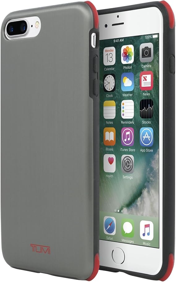 TUMI Protection Case for iPhone 7 Plus - Brushed Gunmetal/Red
