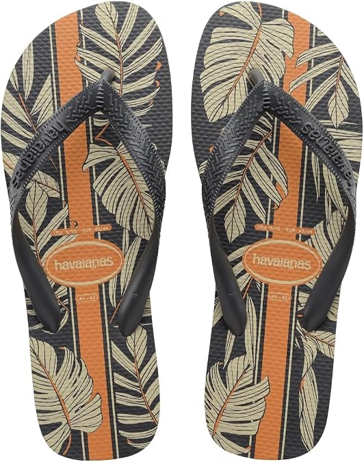 Havaianas Men's Aloha Flip Flop - Hawaiian Print Sandals - New Graphite/Lead Grey, 13/14
