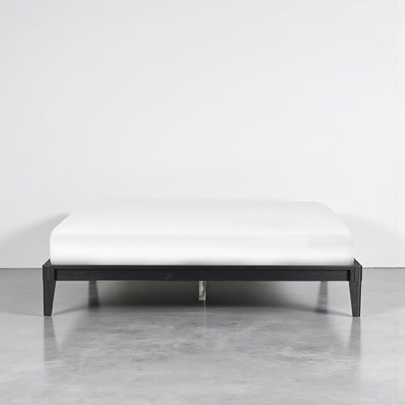 NTC Sapa Solid Wood Platform Bed Frame Minimalist, Japanese Joinery, No Box Spring Needed, Silent Slats, Easy Assembly - King - Burnt Black