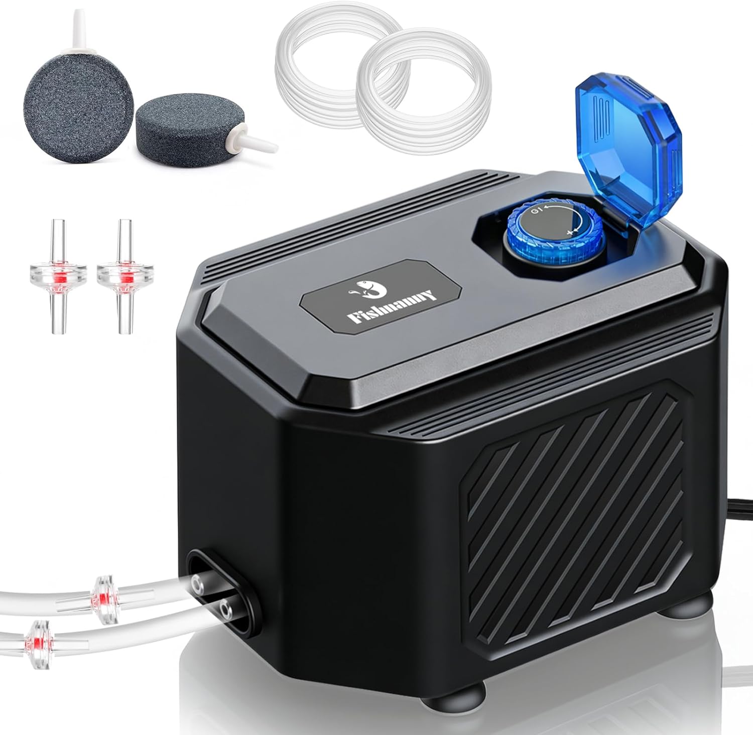 Ultra Silent Magnetic-Levitation Aquarium Air Pump, Adjustable Fish Tank Air Pump with Stainless Steel Outlet, Airstone Accessories, 6W/10W Oxygen