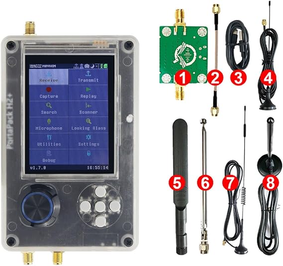 V1.8.0 Upgraded PortaPack H2 3.2" LCD Screen SDR Radio Kit Plastic Shell Finished 7 Antennas & USB Cable