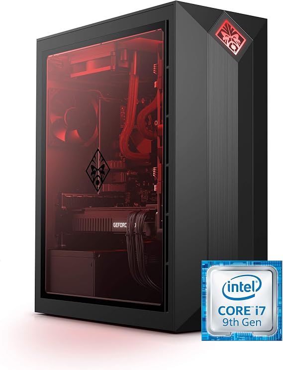 HP Omen Obelisk Gaming Desktop Computer, Intel Core i7-9700K Processor, NVIDIA GeForce RTX 2070 8 GB, HyperX 16 GB RAM, 512 GB SSD, VR Ready, Windows 10 Home (875-1002, Black)