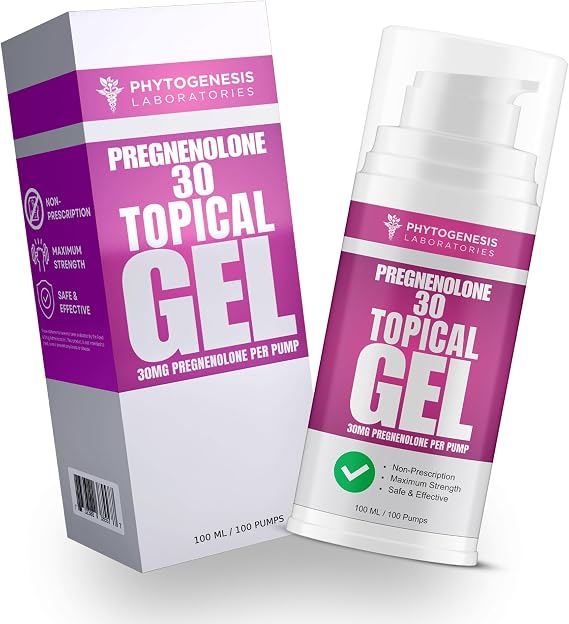 Phytogenesis Pregnenolone Topical Gel | All Natural Pregnenolone Per Pump, Hormonal Support, Cognitive & Mood Support, Memory & Immune System Support