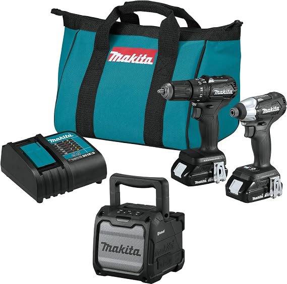 Makita CX203SYBXRM 18V LXT Lithium-Ion Sub-Compact Brushless Cordless 2-Pc. Combo Kit with Job Site Speaker (1.5Ah)