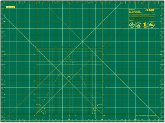 OLFA 18x24" Self-Healing Rotary Cutting Mat (RM-SG) - Double-Sided, Green | Self-healing, triple-layer, double-sided grid, rotary cutter safe - Quilting and sewing - Quilters and Crafters