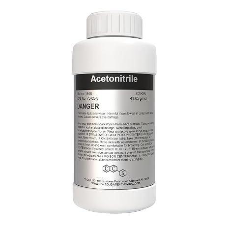 Acetonitrile - Premium High Purity Solvent | ACS Grade 99.5% - 1000mL (32 Fl Oz)