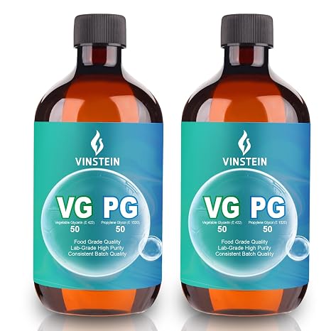VG PG Pre-Mixed 50/50 2 x 16.91(500ml), Vegetable Glycerin VG 99.7% E422 & Propylene Glycol PG 99.9% E1520, High Purity, Vegan, Odorless, Lab Grade