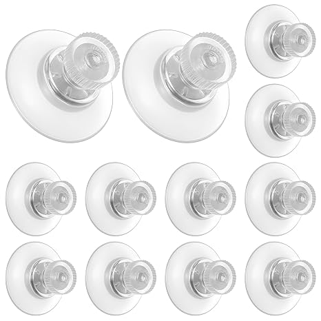 12 Pcs Glass Suction Cups, 25mm Window Suckers for Glass Suction Pads with Knurled Nuts, Waterproof Transparent Plastic Heavy Duty Window Suckers for Fairy Lights Mirror Wall(M4)