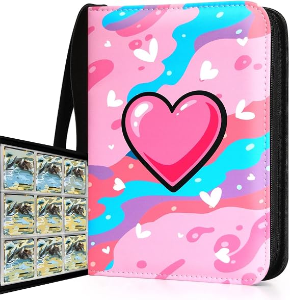Card Binder 720 Pockets, 9-Pocket Trading Card Collection Binder with 40 Sleeves Pink
