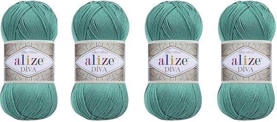 Hand Knitting Yarn 100% Microfiber Acrylic Yarn Alize Diva Silk Effect Thread Crochet Art Lace Craft Lot of 4 skeins 400gr 1532yds (610)