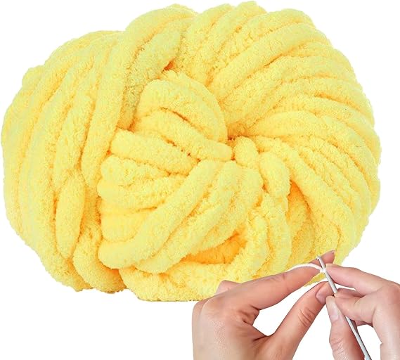 Super Chunky Chenille Yarn for Arm Knitting, Hand Knitting, Crochet, and Making Bags, Hats, and Blankets