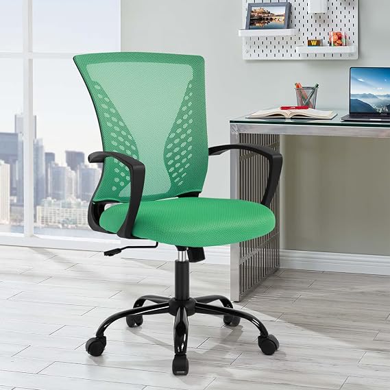 HHS Office Chair Ergonomic Desk Chair Mesh Computer Chair with Lumbar Support Executive Chair Adjustable Swivel Task Chair with Arms and Wheels for Home Office,Green