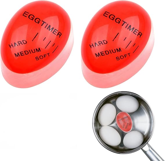 Egg Timer Pack of 2 Egg Timer Egg Colour Changing Timer Egg Timer for Cooking Timers for Boiled Eggs Display Hard/Medium/Soft Choose the Maturity of Eggs According to Temperature and Time Changes