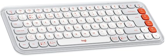 Logitech POP ICON KEYS Wireless Bluetooth Keyboard | Comfortable Typing, Programmable Keys, Easy-Switch up to 3 Devices, for Laptop, Tablet, PC, QWERTY UK English Layout - White