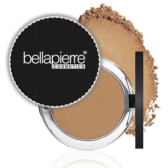 Bellapierre Compact Mineral Foundation SPF 15 Pressed Powder Foundation, Concealer, Finishing & Setting Powder, On-the-Go Compact, Lightweight, Talc-Free, Non-Toxic 0.35 oz - Brown Sugar