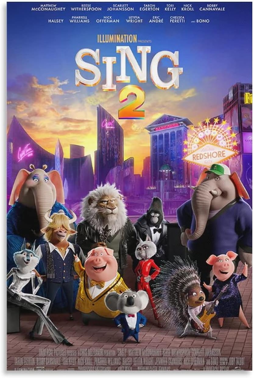Sing 2 MovieFashion Poster Decorative Painting Canvas Wall Art Living Room Posters Bedroom Painting16x24inch40x60cm