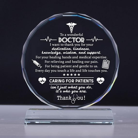 Doctor Appreciation Gifts for Women Men, K9 Crystal with Inspiring Quotes