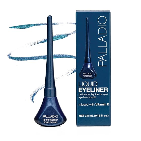 Palladio Liquid Eyeliner, Highly Pigmented and Waterproof, For Intense Eye Definition, Smear-proof Eyeliner Liquid, Includes Easy Grip Wand and Felt Tip Applicator, Aquamarine