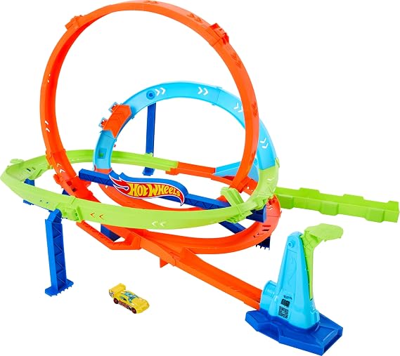 Hot Wheels Action Loop Cyclone Challenge Track Set & Toy Car | Includes 1:64 Scale Toy Car, 18-Inches Tall, 2 Ways to Play & Easy Storage