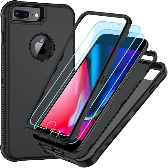SunStory 3 in 1 for iPhone 6 Plus/7 Plus/8 Plus Case, Black