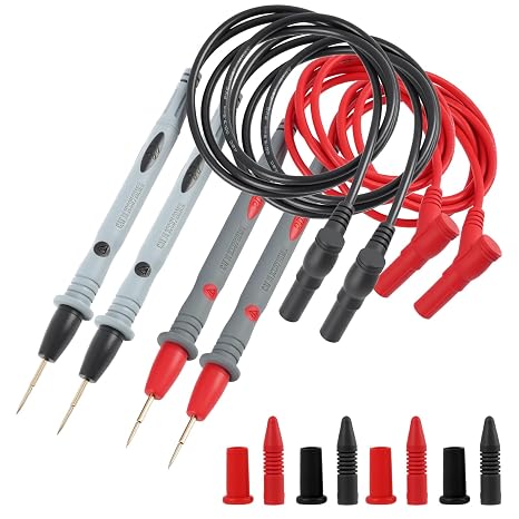 2 Pack Silicone Test Leads Multimeter Probes with Gold Plated Tips, 48 Inch Flexible Multi Meter Leads CAT III 1000V CAT IV 600V 20A Compatible with Digital Multimeters and Clamp Meters