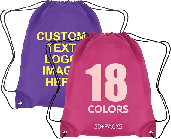 Customized Drawstring Bags Personalized Bulk with Logo Text, 100/200 Pack Customizable Cinch String Sports Backpacks, Personalized Sling Tote Bag for Gym, Sport, Event, Travel, Gift, Activity