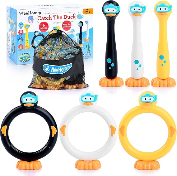 WeeHomm Pool Diving Toys for Kids, 6 PCS Swimming Pool Diving Rings, Summer Sticks Toys for Kids Ages 4-8 8-12, Fun Underwater Grow Training for Boys Girls