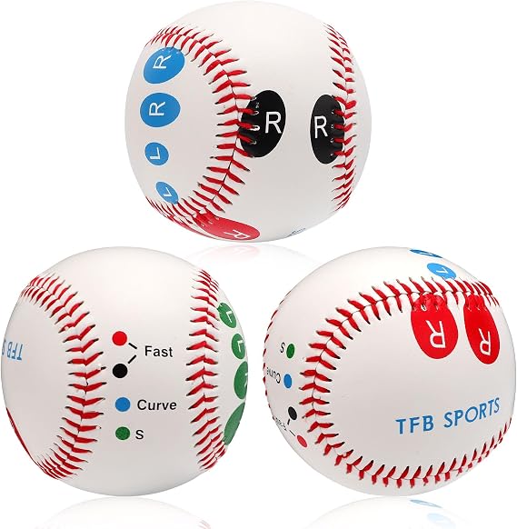 Tinoaly 3 Pcs Baseball Pitching Grip Trainers, Baseball with Finger Placement Softball Throwing Equipment for Teenagers Beginners Gifts to Learn Multiple Grips Accessories(Hard)