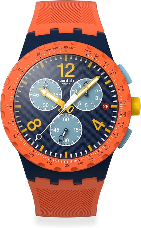 Swatch Unisex Casual Watch Orange Polymer Quartz CAMO Flash