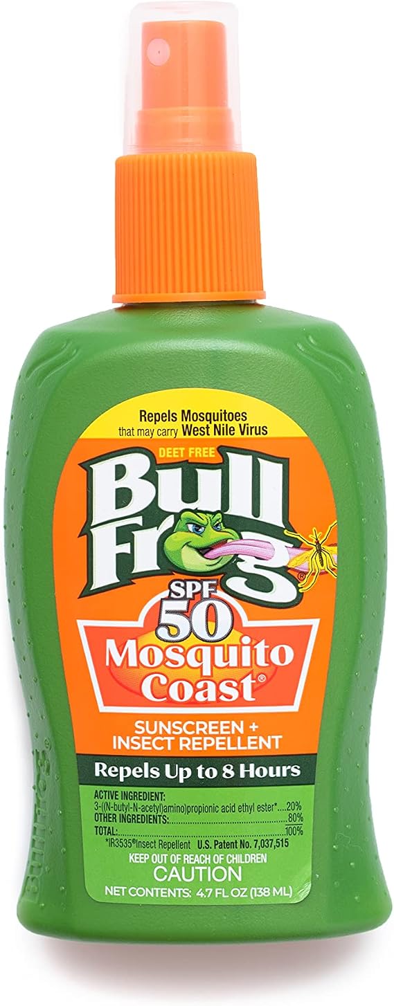 Bullfrog Mosquito Coast Bug Spray Insect Repellent + Sunscreen SPF 50, Pump Spray 4.7 Fl Oz | body-sunscreens