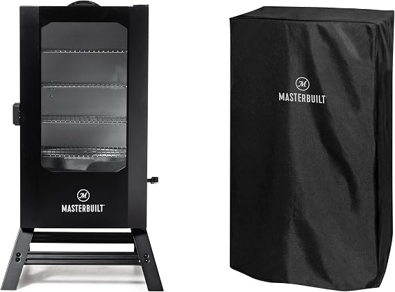 Masterbuilt 40 inch Digital Electric Smoker with Window and Legs + Cover Bundle