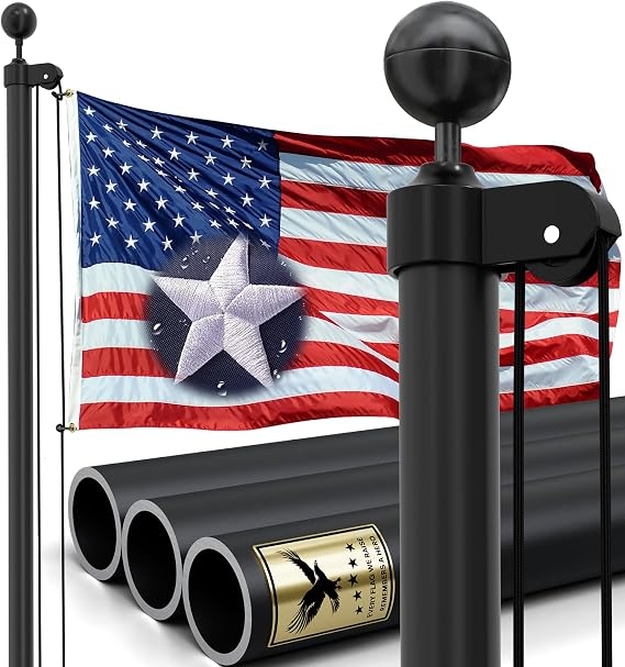 25FT Heavy Duty Flag Pole for Outside House, Real 11 Gauge Aluminum | 120MPH Wind Tested,True Glory Edition,Fly Two Flags,Residential & Commercial Flagpole Kit,Gift Box Packaging,Easy Install