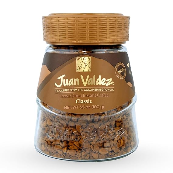 Juan Valdez Freeze-Dried Instant Coffee - Classic Flavor | 100% Colombian Arabica Beans | 3.5 oz / 100 g Jar | Smooth & Rich Taste 100% Colombian Coffee | Easy to Prepare