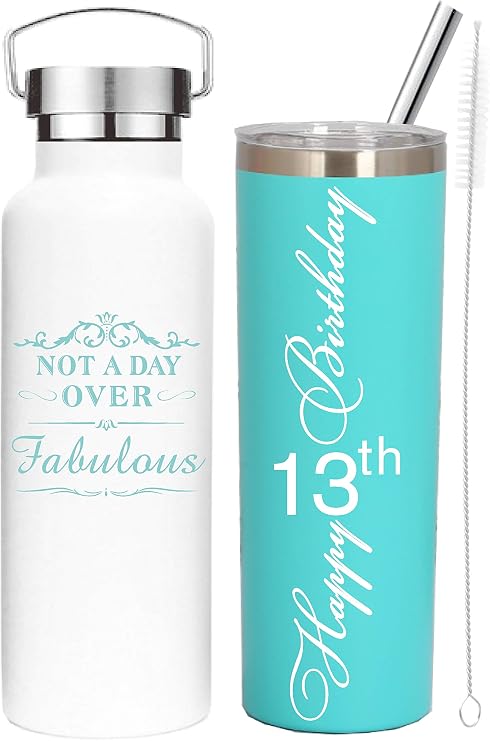 EBE EmmasbyEmma Happy 13th Birthday Tumbler Gift, Presents for 13 Year Old Girl - Blue
