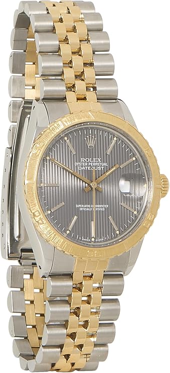 Pre-loved 18K Gold & Stainless Steel Turn-O-Graph Thunderbird Tapestry Datejust 16253 36mm, Black