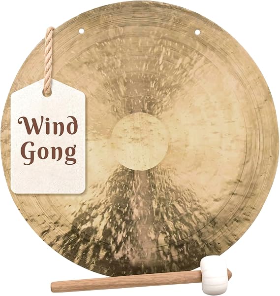 Handcrafted Chinese Gong - Rich Wash & Deep Resonant Tones for Meditation, Sound Healing, Yoga or Home Decor - Stand Not Included (60" Wind Gong)