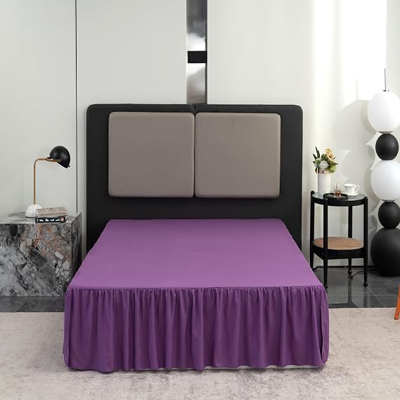 Bed Skirt Queen Size 12 Inch Drop Ruffled Bed Skirt with Split Corners