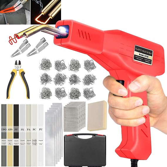 150W Plastic Welding Kit&Plastic Welder,2 in1 Plastic Welder Gun Soldering Kit,Hot Stapler Plastic Welding Car Bumper Repair Kit with 64pcs Plastic Welding Rods&800pcs Staples for Plastic Crack Repair