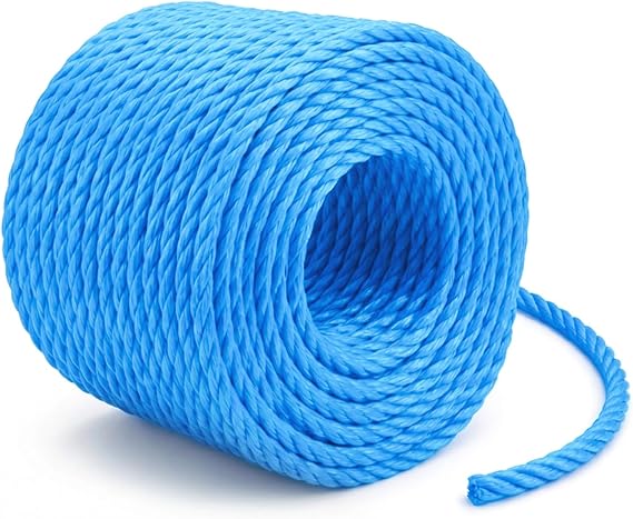 Flatro Blue Polypropylene Rope 30 Meter Long 6mm Strong Cord 530kg Breaking Load Capacity | Hard Wearing 3-Strand Strong Rope | Best for Tarpaulin Strapping Items Cargo Boating | Washing Line