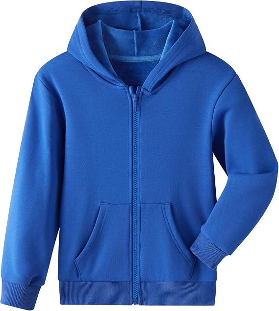 Boys Luxury Plush Fleece Lined Zip Up Hoodies, Unisex Kids Cozy Lining Sweatshirts, Soft & Warm Jacket for Girls